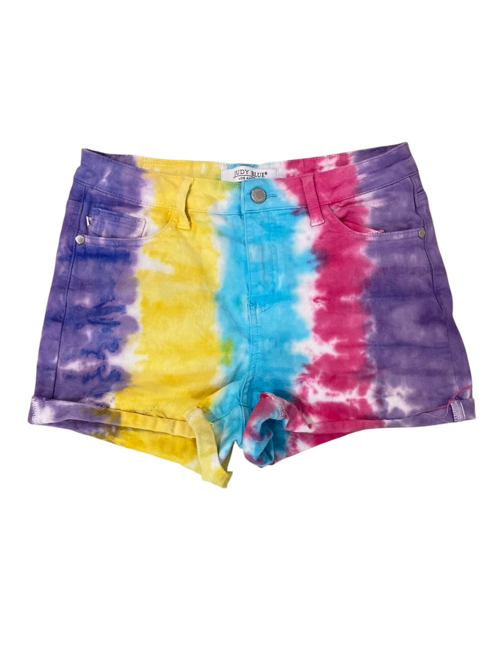 JUDY BLUE Snow Cone Tie Dye Cut Off Shorts High Waisted M